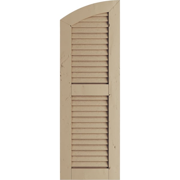 Knotty Pine 2 Equal Louver W/Elliptical Top Faux Wood Shutters, 18W X 84H (78 Low Side)